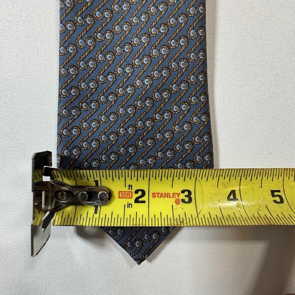 HERMES PARIS BLUE SILK MEN'S Neck Tie W:3 1/2" BY L:56" - Picture 5 of 6